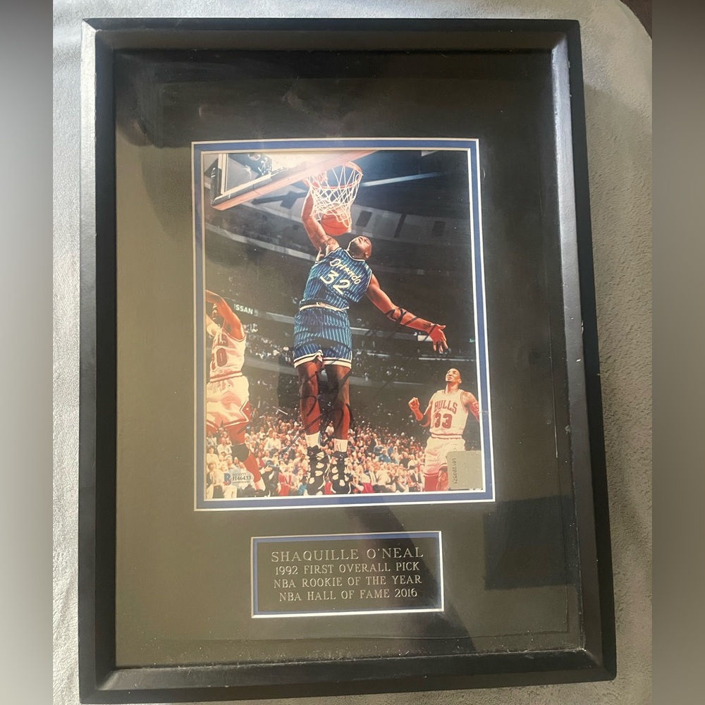 Shaquille O'Neal Signed Orlando Magic 8x10 Photo Framed Shaq Auto Score Board CO